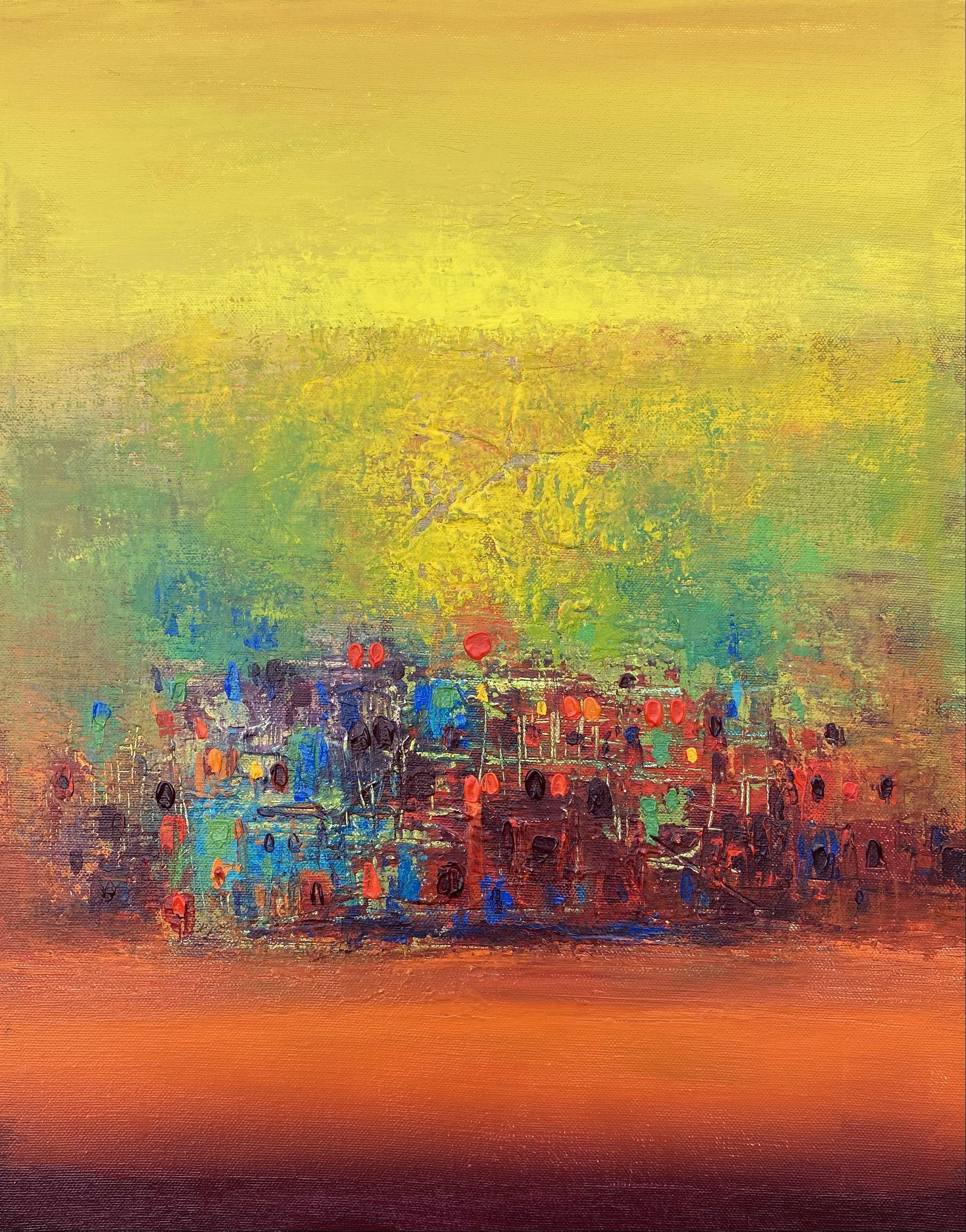 S 20 coucher de soleil, peinture, acrylique sur toile - Painting de Nivas Kanhere