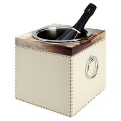 Nives Champagne Bucket in Pebbled Leather and Corno Italiano, Mod. 4455
