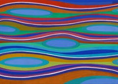 WAVING VI – Rhythmisches abstraktes Gemälde in Gouache