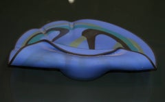 Unique Artist's Colored Glass Folded Plate by Nivet