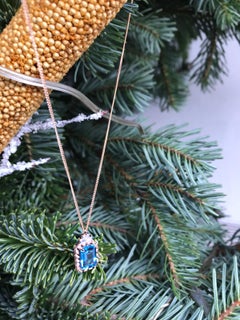 Niwa 14k Rose Gold Necklace with Diamond & Blue Topaz