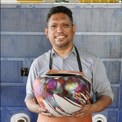 Niwa Indoor Hanging Planter Raku Pottery, Half Copper - Set, Handmade Ceramic