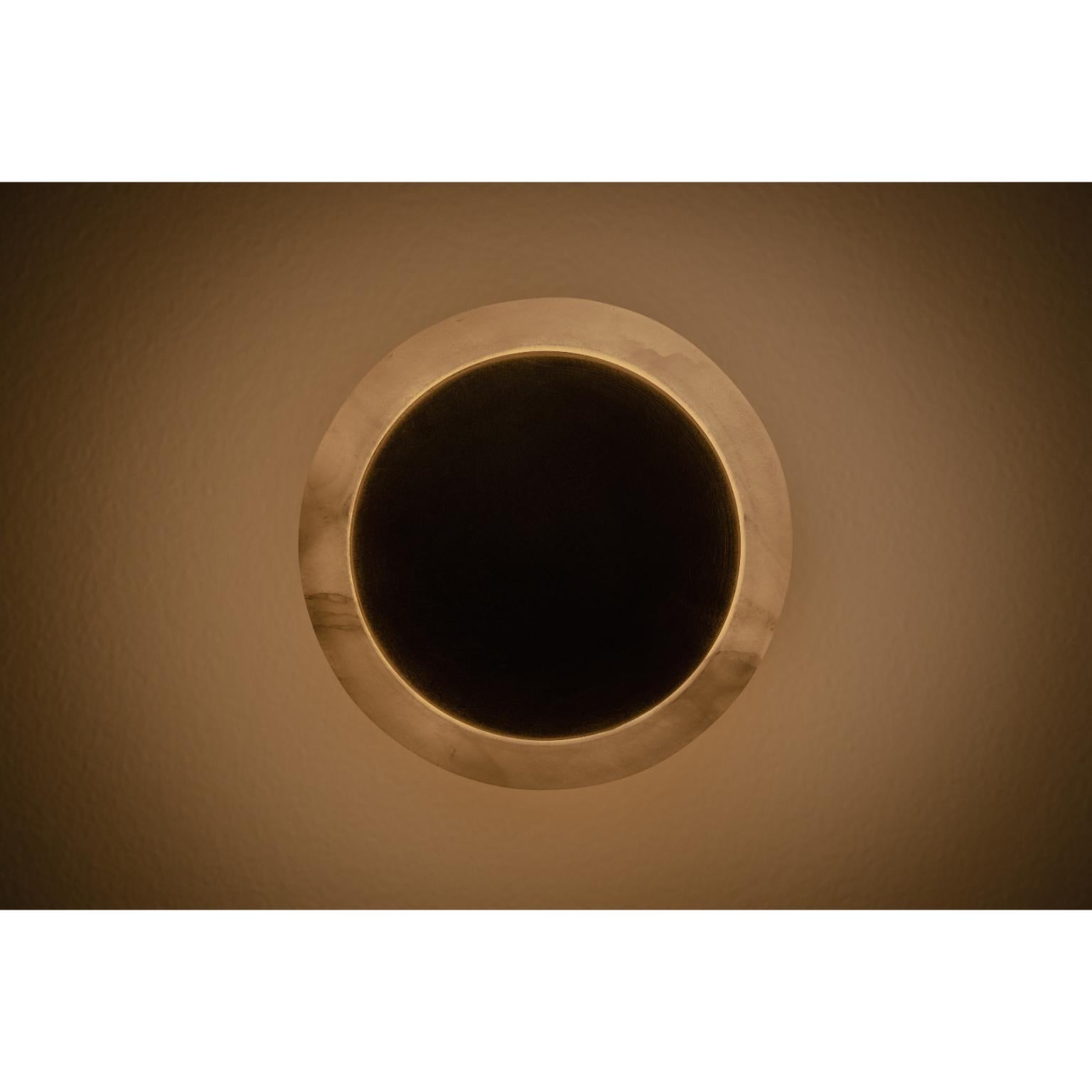 Modern Nix Wall Sconce in Brushed Brass & Onyx by Nuumbra For Sale