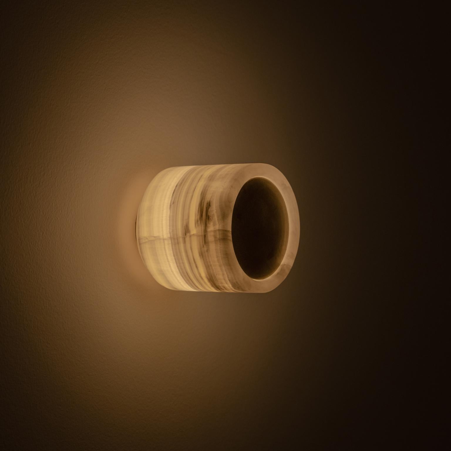 Mexican Nix Wall Sconce in Brushed Brass & Onyx by Nuumbra For Sale