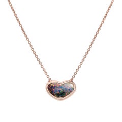 NIXIN Jewelry All You Need is Love Australian Opal Necklace with Black Opal