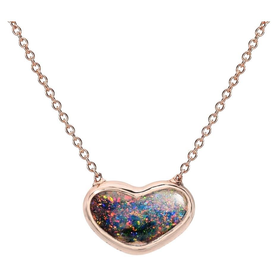 NIXIN Jewelry All You Need is Love Australian Opal Necklace with Black Opal For Sale