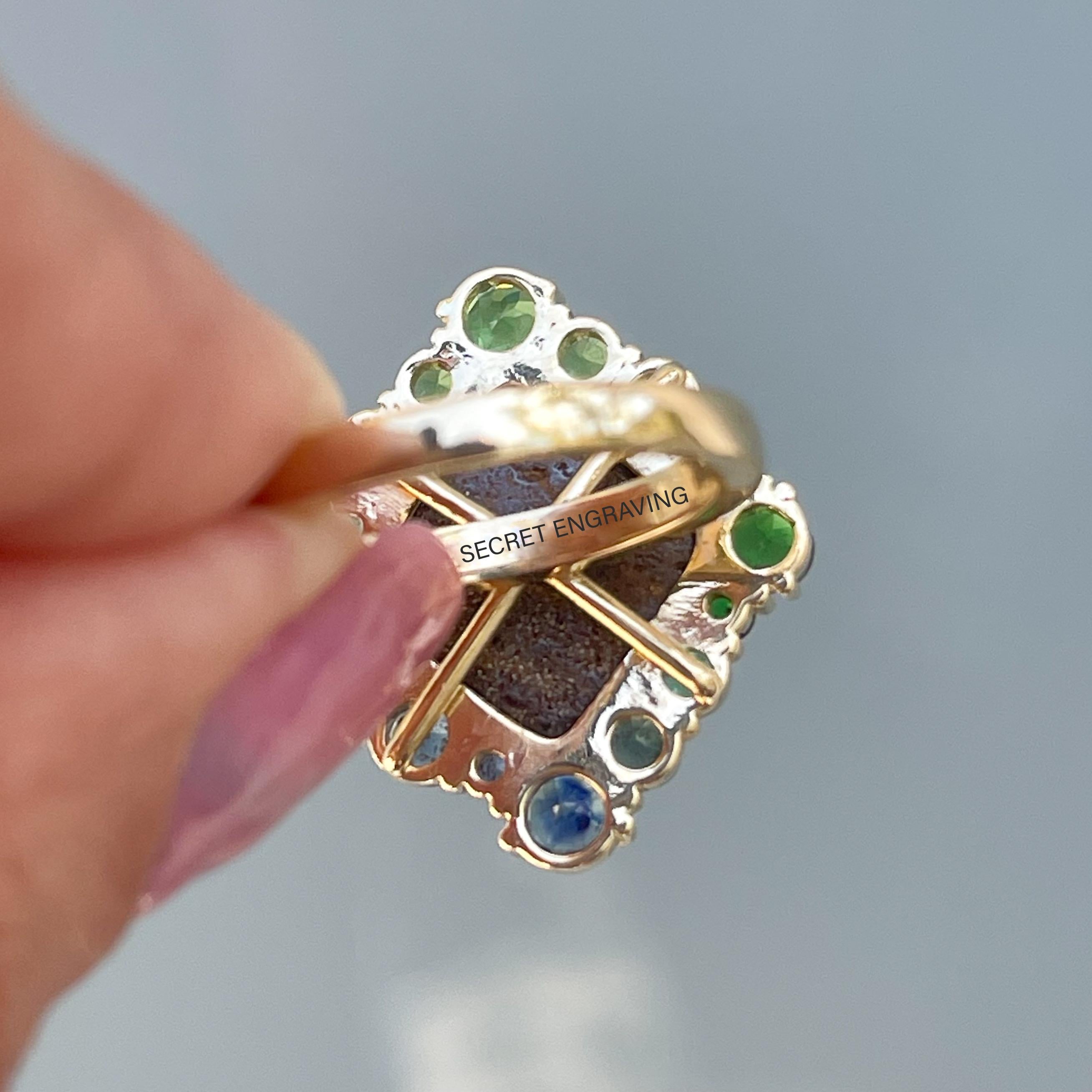 NIXIN Jewelry Argyle Allure Australian Opal Ring with Sapphire, Emerald & Garnet For Sale 5