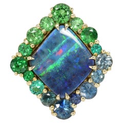 NIXIN Jewelry Argyle Allure Australian Opal Ring avec saphir, émeraude et grenat