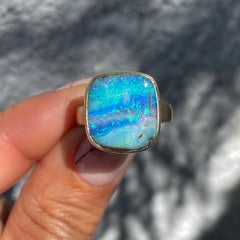 NIXIN Jewelry By Sea or By Sky australischer Opalring in Gold mit Boulder-Opal