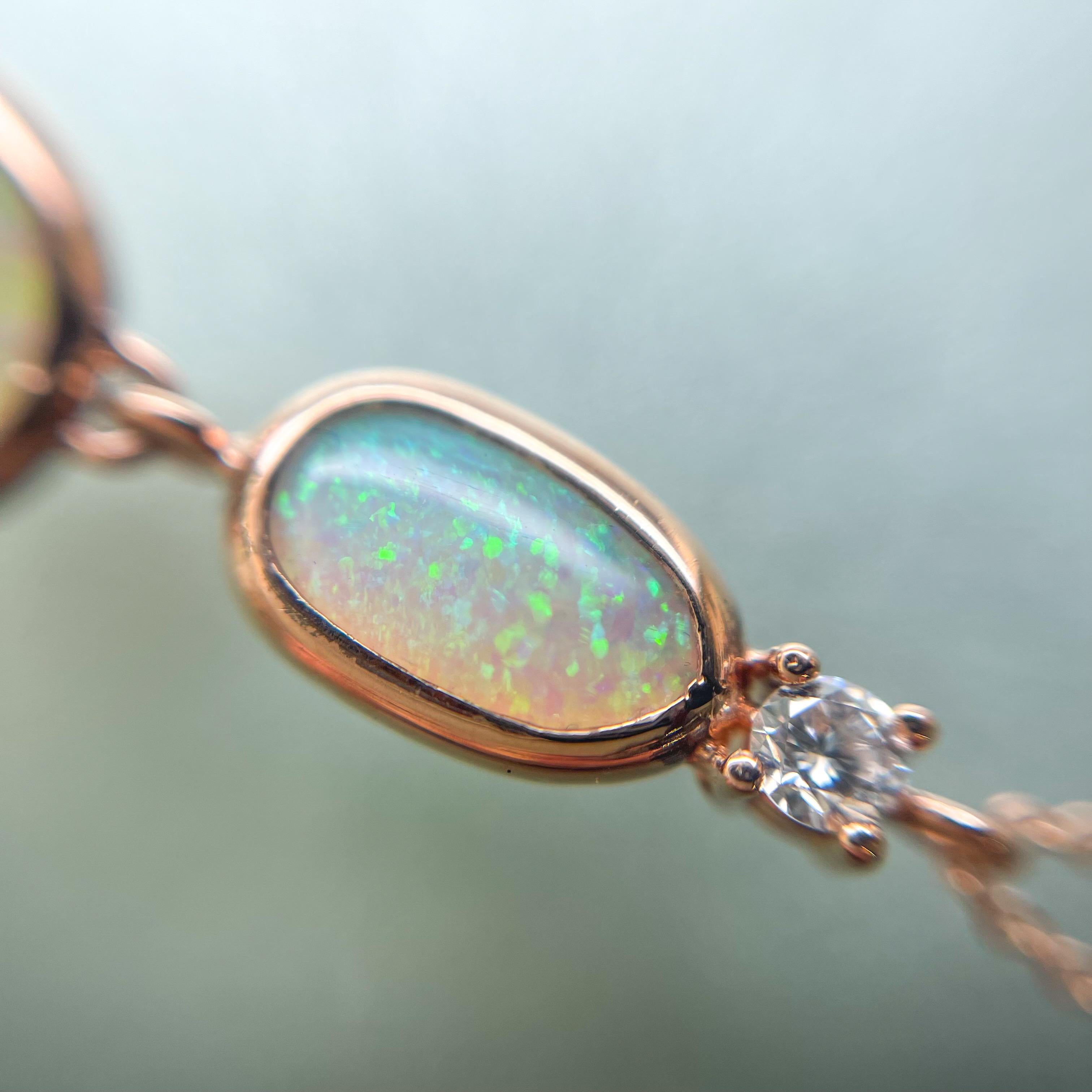  NIXIN Jewelry Cadence Collier d'opales australiennes avec pendentif en or rose Pour femmes 