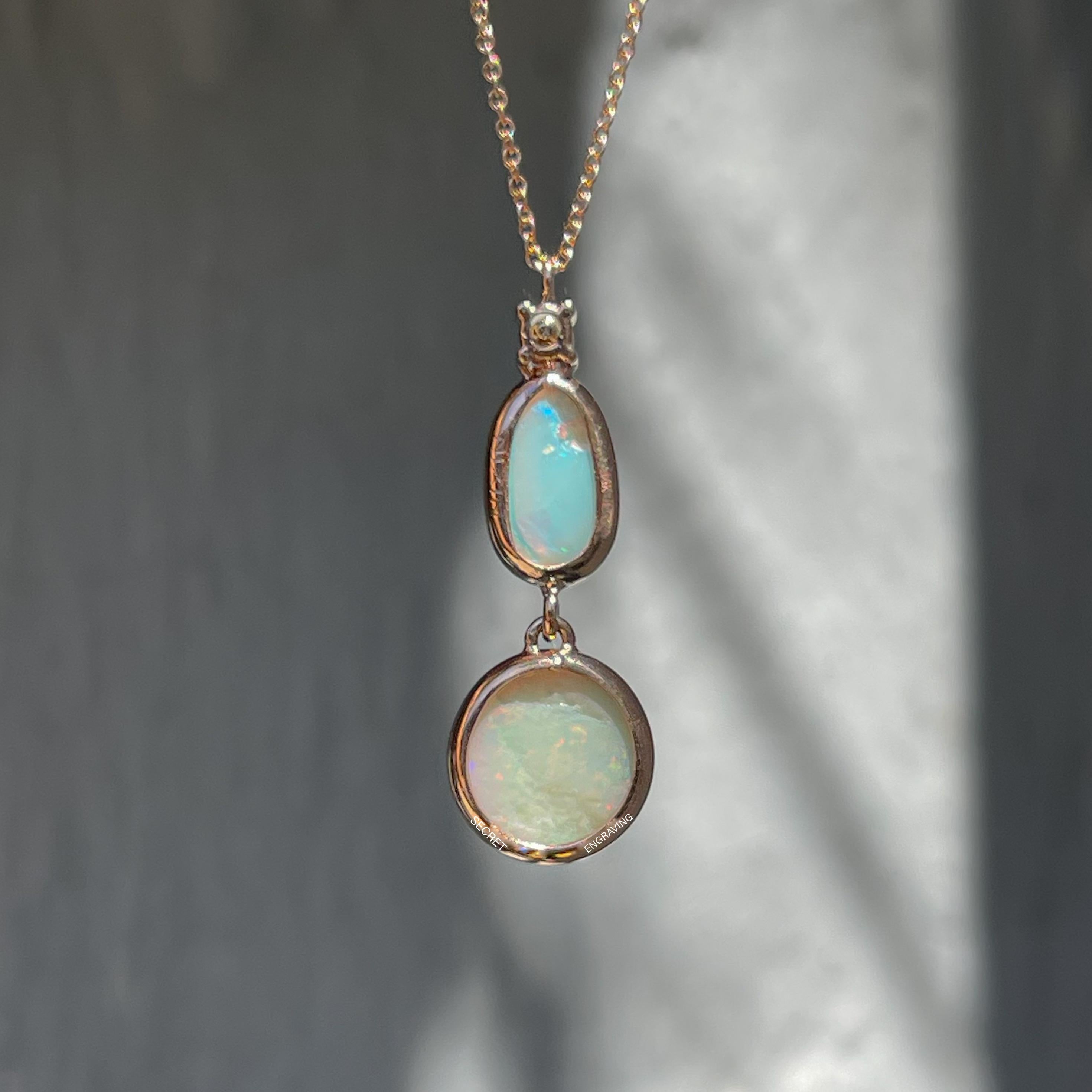 NIXIN Jewelry Cadence Australian Opal Necklace with Diamond Pendant in Rose Gold 3