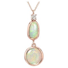 NIXIN Jewelry Cadence Australian Opal Necklace with Diamond Pendant in Rose Gold