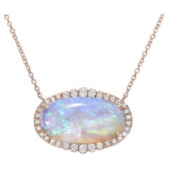 NIXIN Jewelry Carina Nebula Australian Opal Necklace with Diamonds in Rose Gold