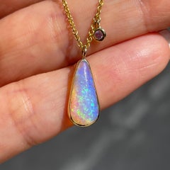 NIXIN Jewelry Dawn's Light Australian Opal Necklace with Sapphires in Rose Gold