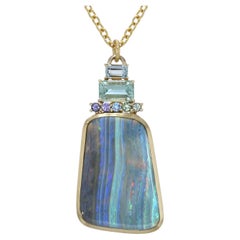 NIXIN Jewelry Eucalyptus Melody Australian Opal Necklace with Emerald and Gold