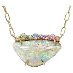 NiXiN Gioielli Arcobaleno in attesa Collana di opale australiano con zaffiri e oro