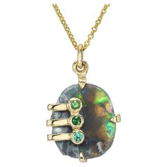NIXIN Jewelry Renewal Australian Opal Necklace with Emerald and Tsavorite Garnet
