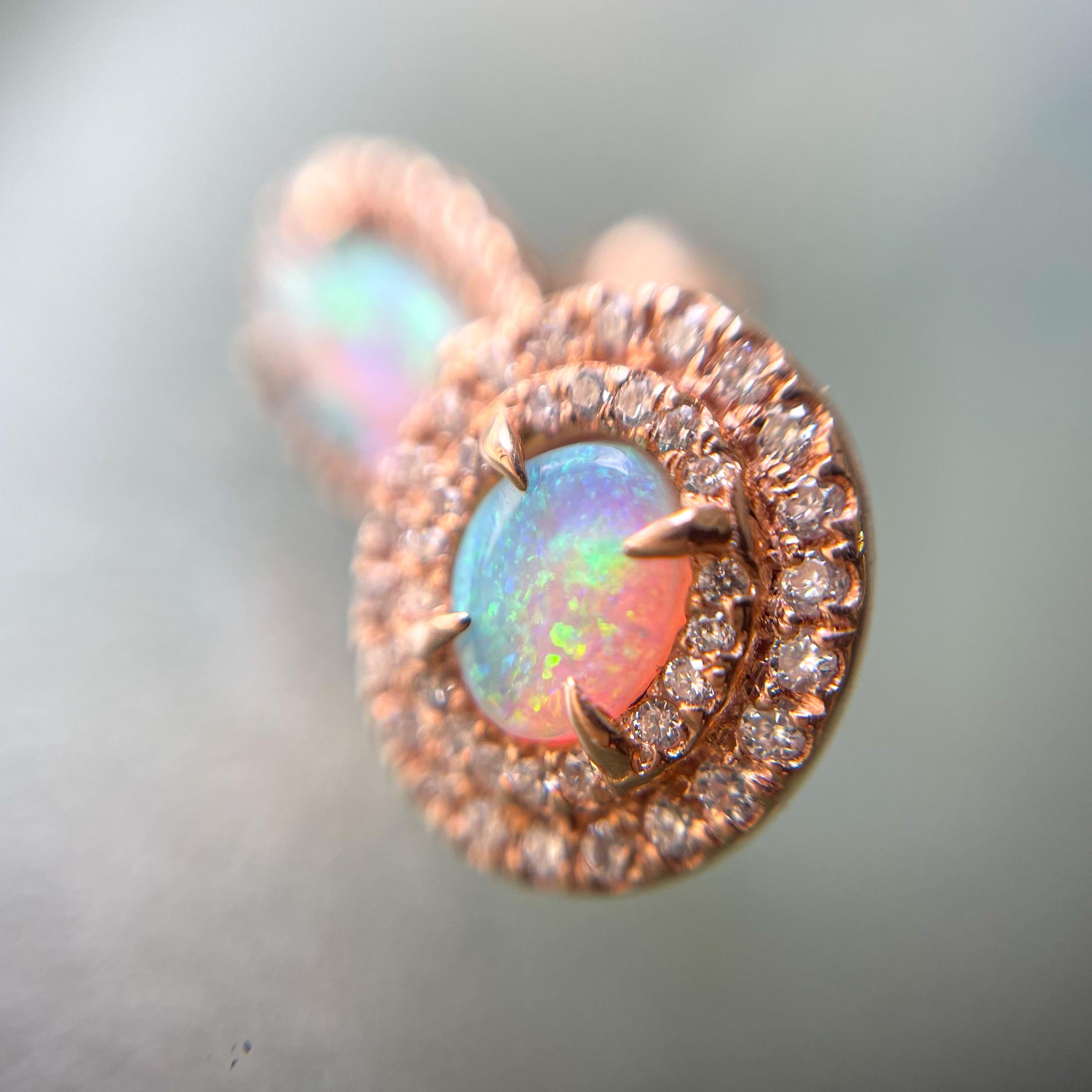 Oval Cut NIXIN Jewelry Reverie Australian Opal Earrings with Diamonds in Rose Gold For Sale