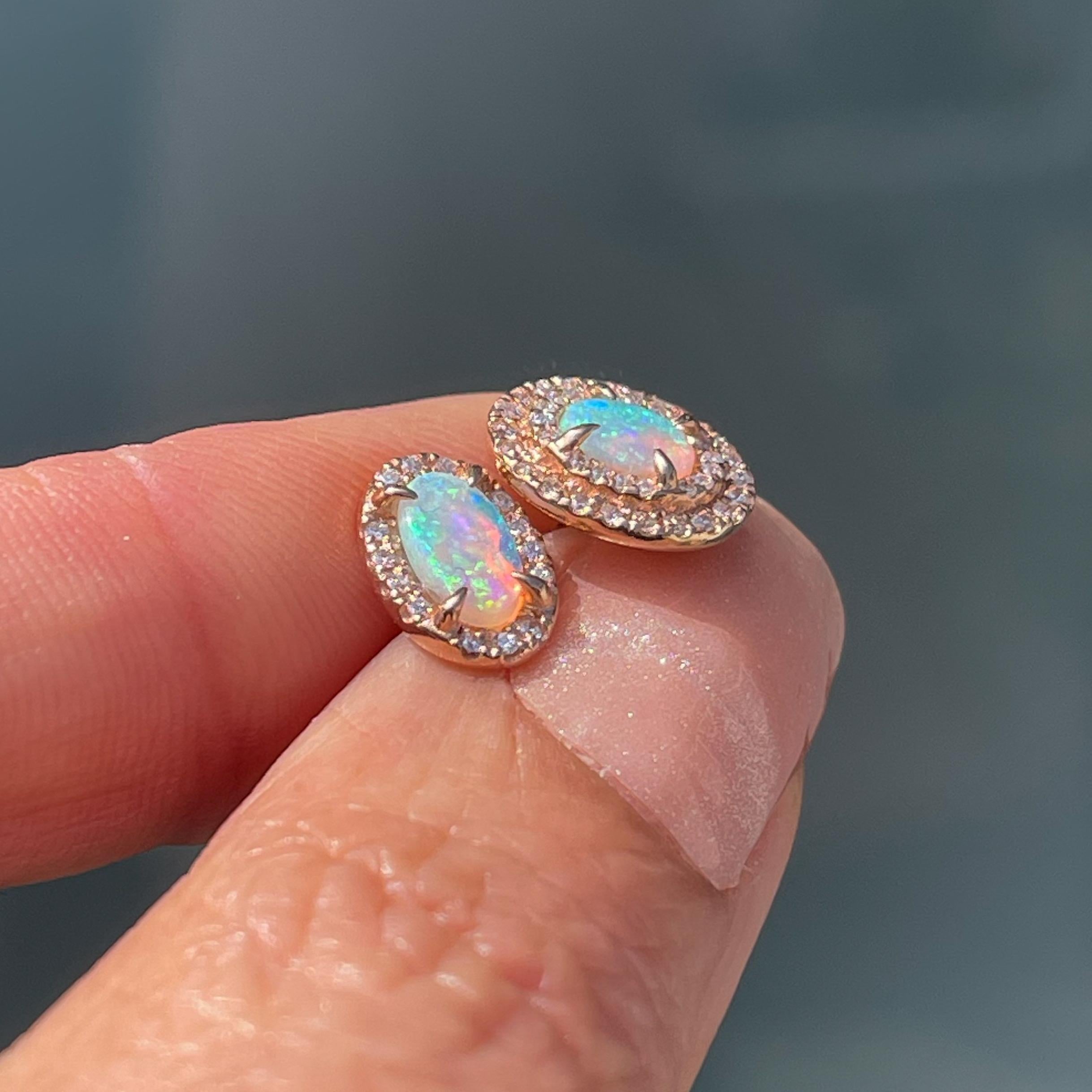 Women's NIXIN Jewelry Reverie Australian Opal Earrings with Diamonds in Rose Gold For Sale