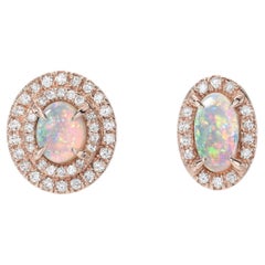 NIXIN Jewelry Reverie Boucles d'oreilles en or rose avec opale australienne et diamants