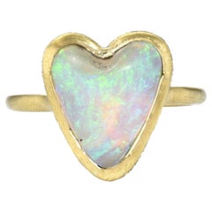 NIXIN Jewelry Seams of Love australischer Opalring mit Diamanten aus 14 Karat Gold