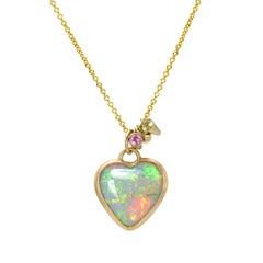 NIXIN Jewelry Spires of Affection Australian Opal Necklace, Emerald & Sapphires