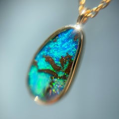 NIXIN Jewelry Unicorn Tear Australian Opal Necklace No. 18 in 14k Gold