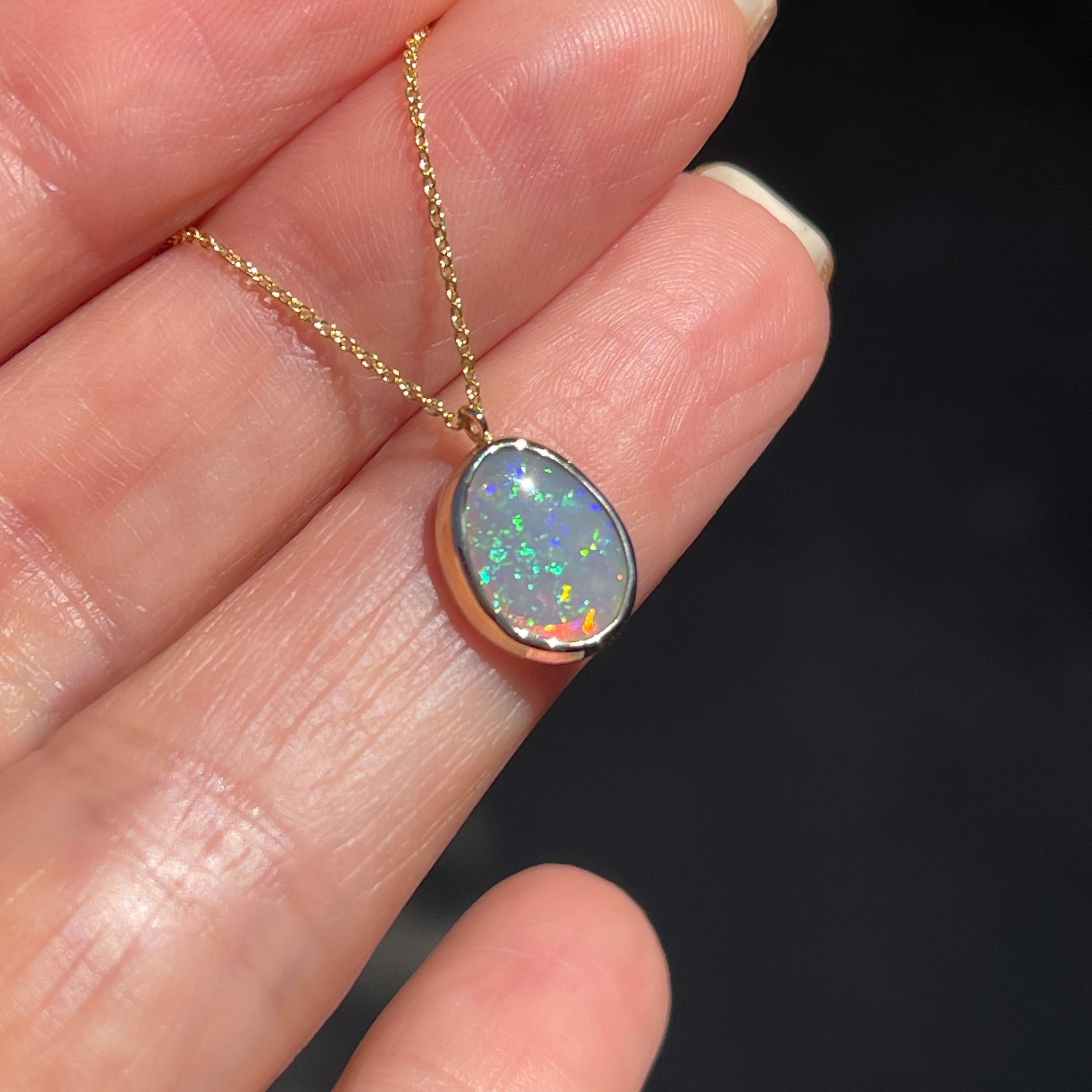 Women's NIXIN Jewelry Unicorn Tear Australian Opal Necklace No. 20 in 14k Gold For Sale