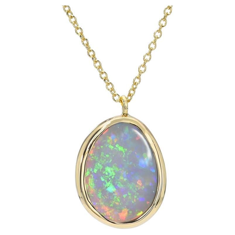 NIXIN Jewelry Unicorn Tear Australian Opal Necklace No. 20 in 14k Gold