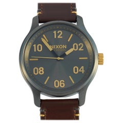 Nixon Patrol Leather Gunmetal/Gold Watch A1243-595-00