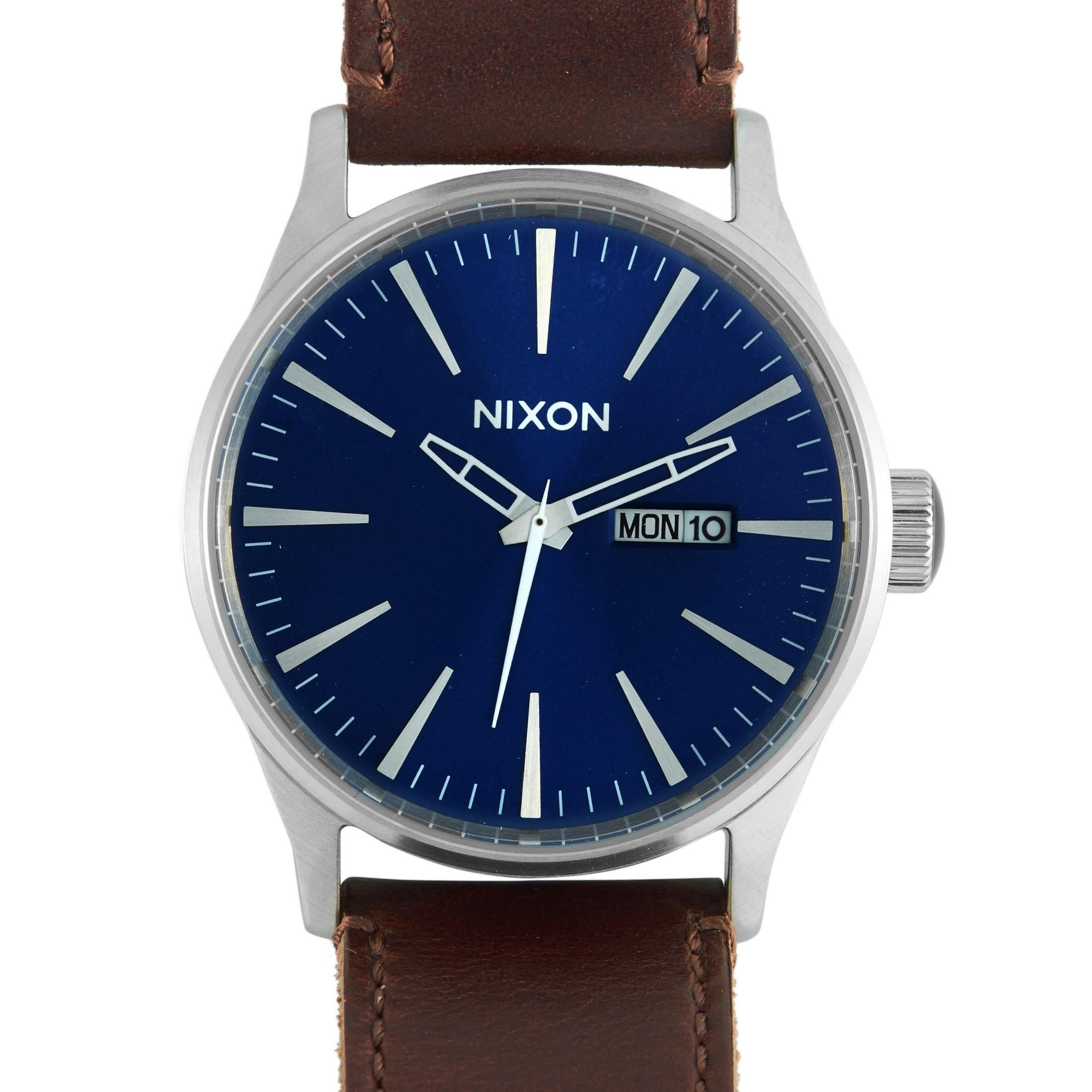 Nixon Sentry Leder Blau/Braun Uhr A105-1524-00 für Damen oder Herren