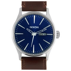 Nixon Sentry Leather Blue/Brown Watch A105-1524-00