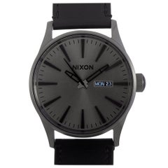 Nixon Sentry Leather Gunmetal Watch A105-1531-00