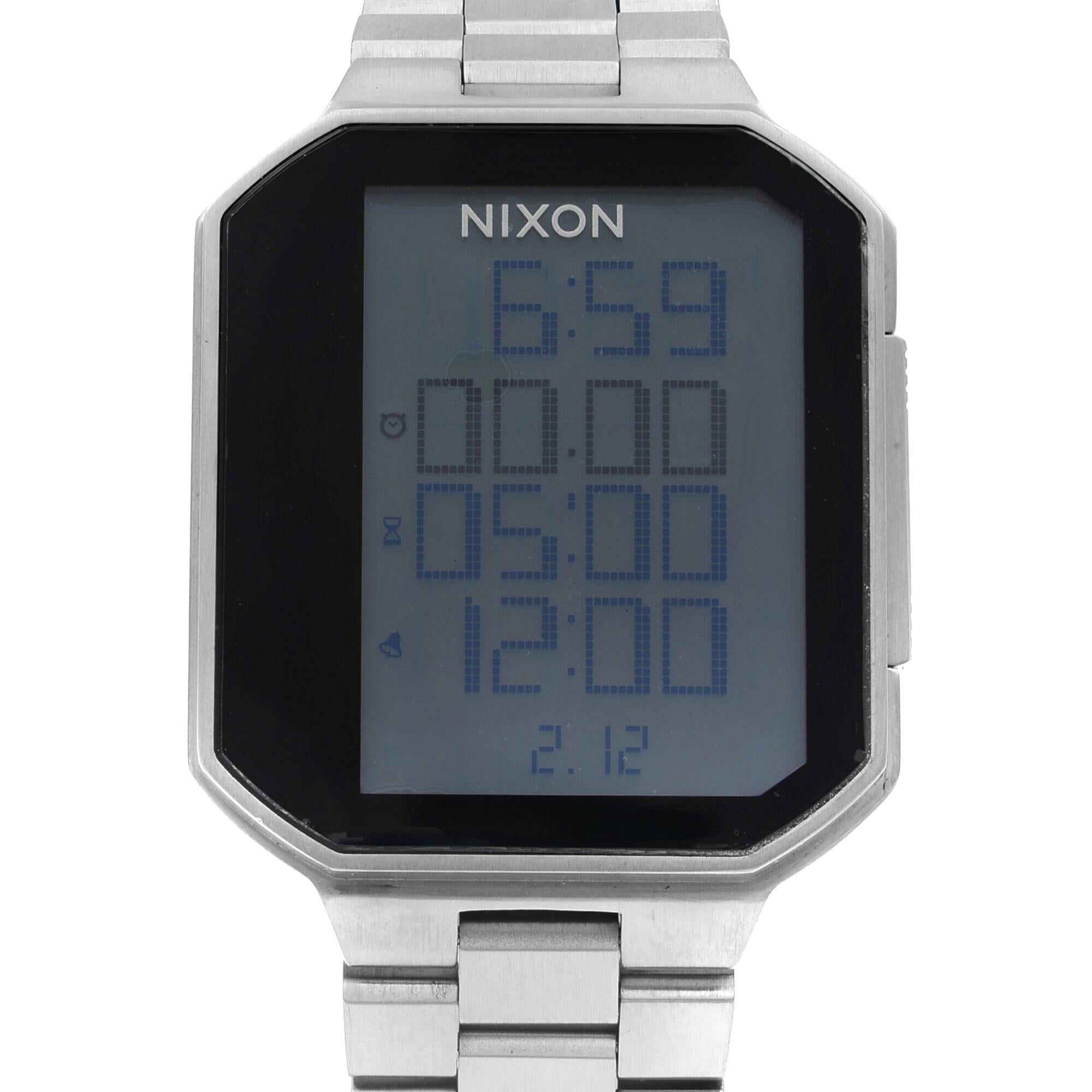 This New Without Tags Nixon  A323-000 is a beautiful men's timepiece that is powered by quartz (battery) movement which is cased in a stainless steel case. It has a  rectangle shape face,  dial and has hand unspecified style markers. It is completed