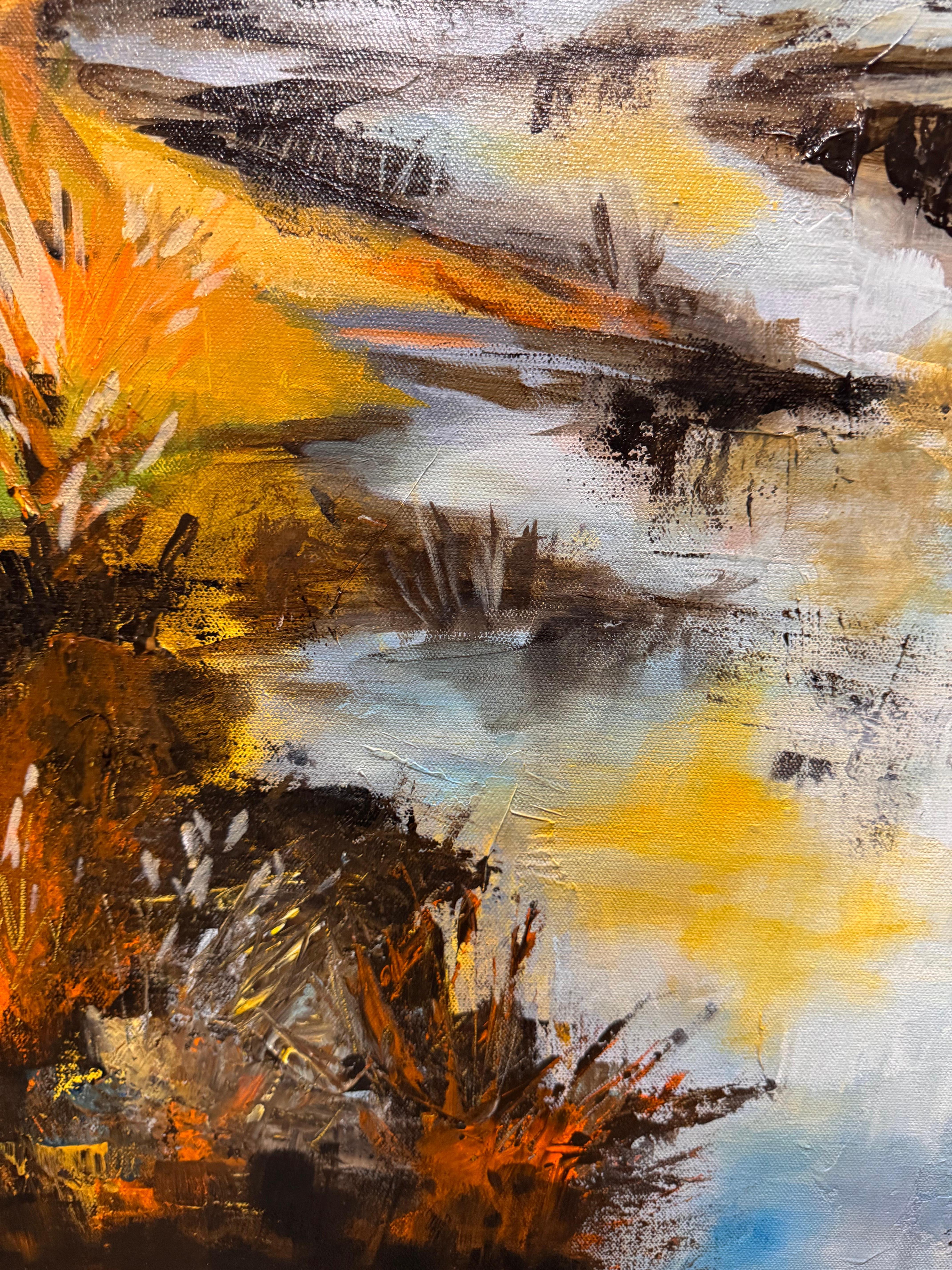 Country Abstract Niyati Jiwani - Golden Country: Abstract Impressionist Landscape For ...