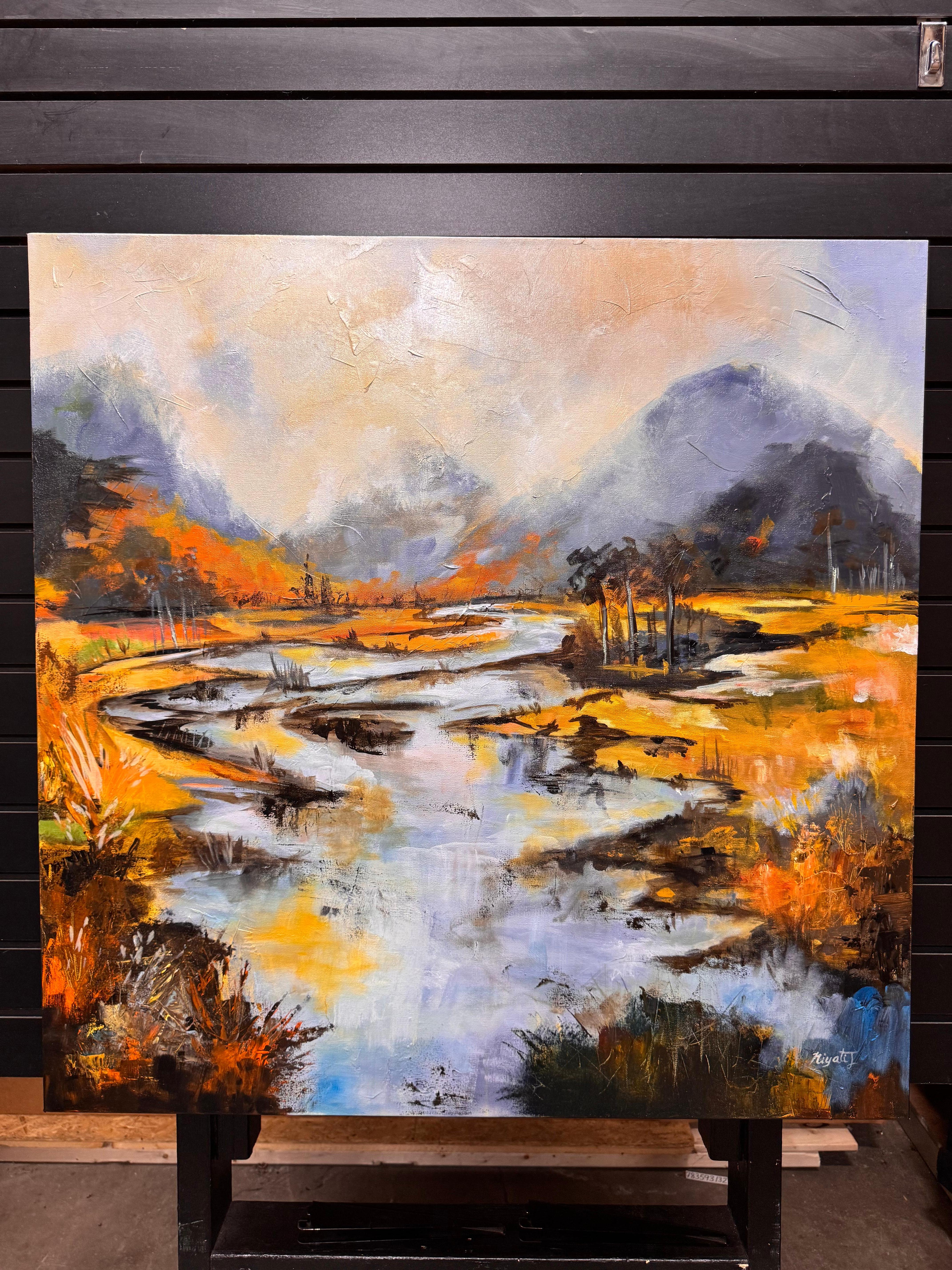 Country Abstract Niyati Jiwani - Golden Country: Abstract Impressionist Landscape For ...