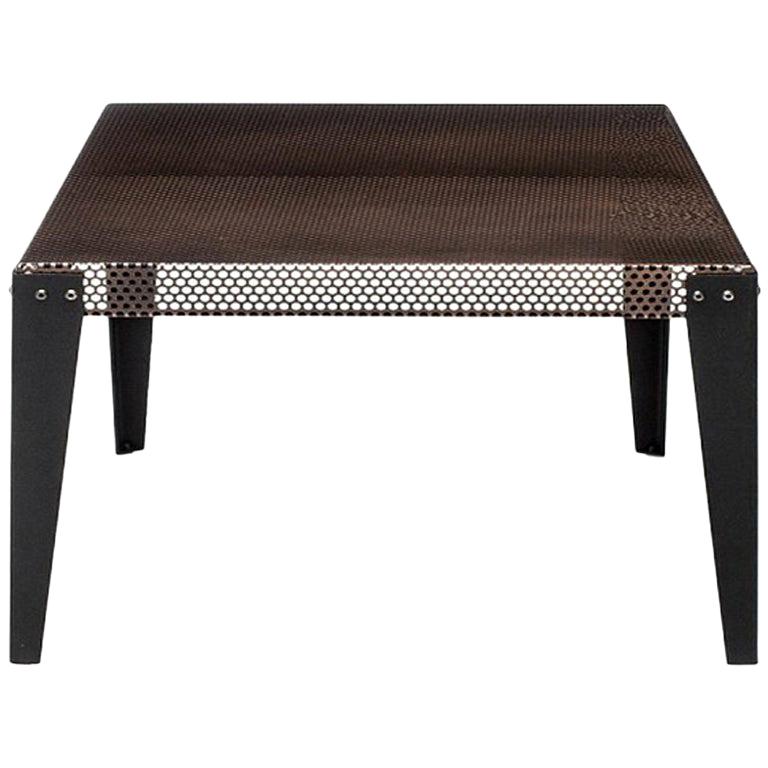 Table d'appoint carrée basse "Nizza" à plateau en acier verni cuivré par Moroso pour Diesel