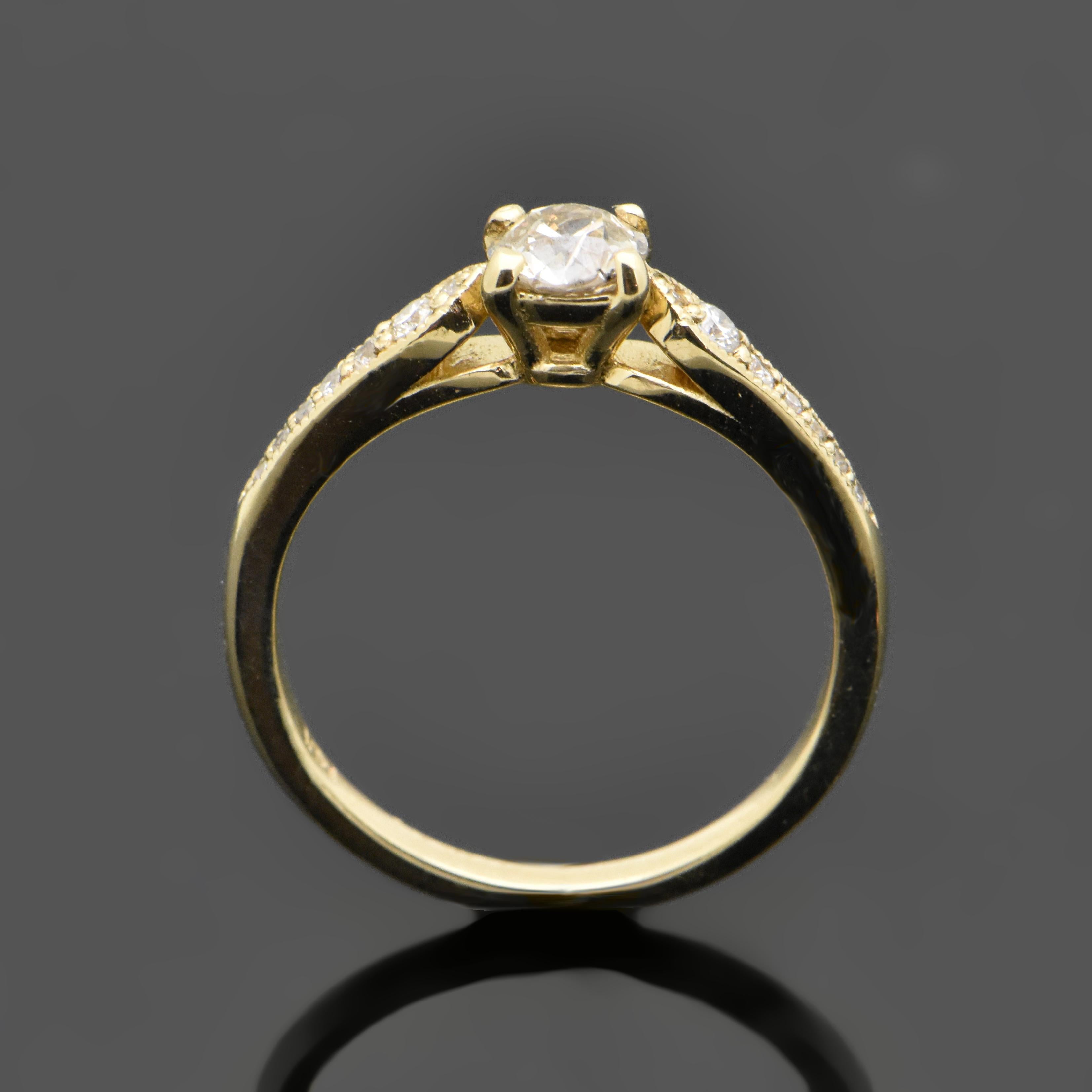 14 Karat Gelbgold Diamant-Ring Damen im Angebot