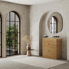 Njord - Ribbed Marble Bathroom Vanity - Beige Travertine