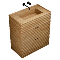 Njord - Ribbed Marble Bathroom Vanity - Beige Travertine
