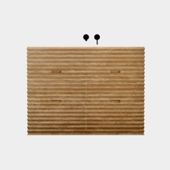 Njord - Waschtisch aus geripptem Marmor für das Badezimmer - Beige Travertin - Groß