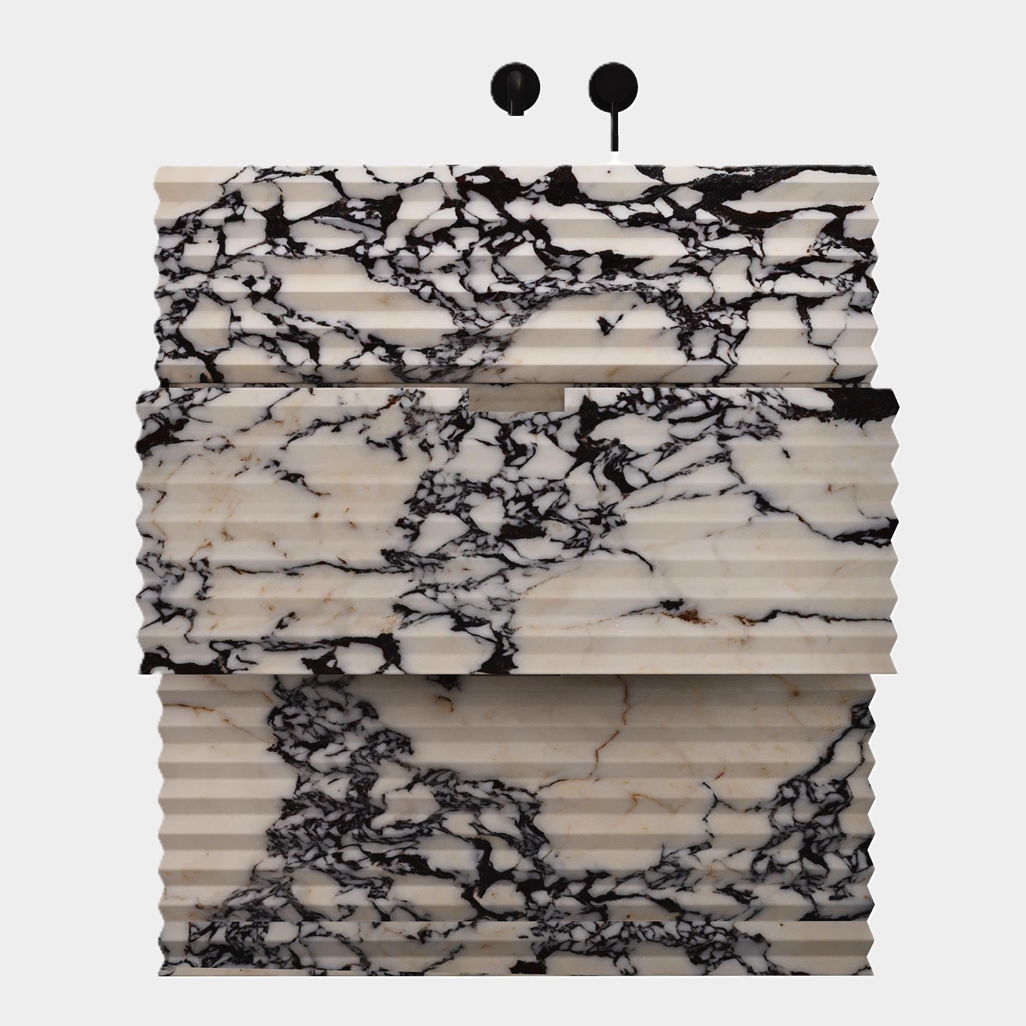 Njord - Ribbed Marble Bathroom Vanity - Calacatta Viola For Sale 3