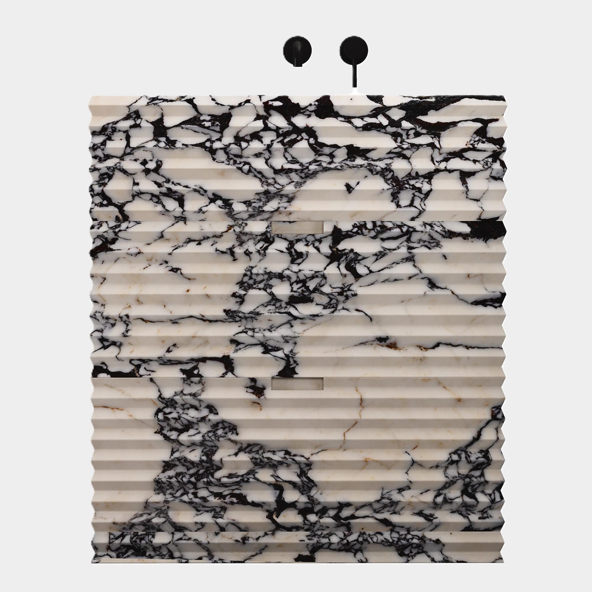 Njord - Ribbed Marble Bathroom Vanity - Calacatta Viola In New Condition For Sale In Lisbon, PT