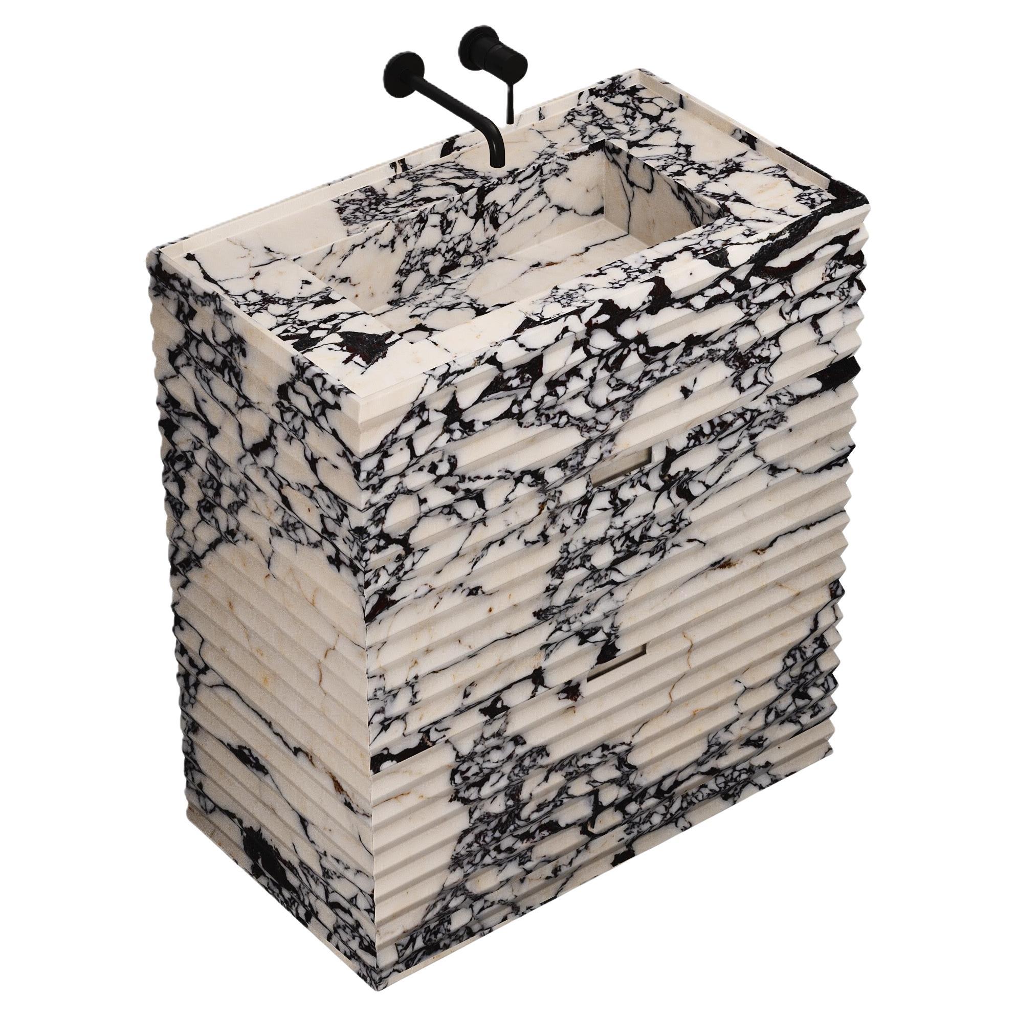 Njord - Ribbed Marble Bathroom Vanity - Calacatta Viola For Sale