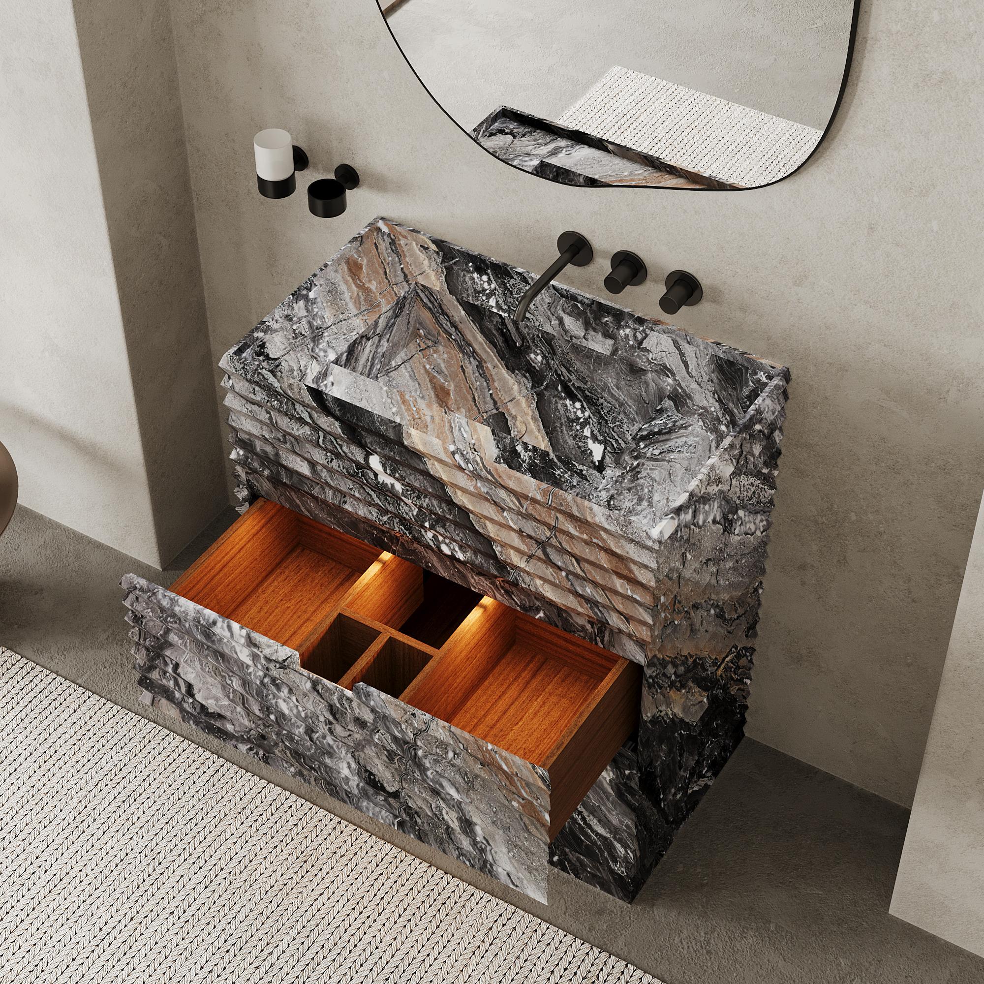 Scandinave moderne Vanity de salle de bains Njord - Gris Galaxy - Large en vente