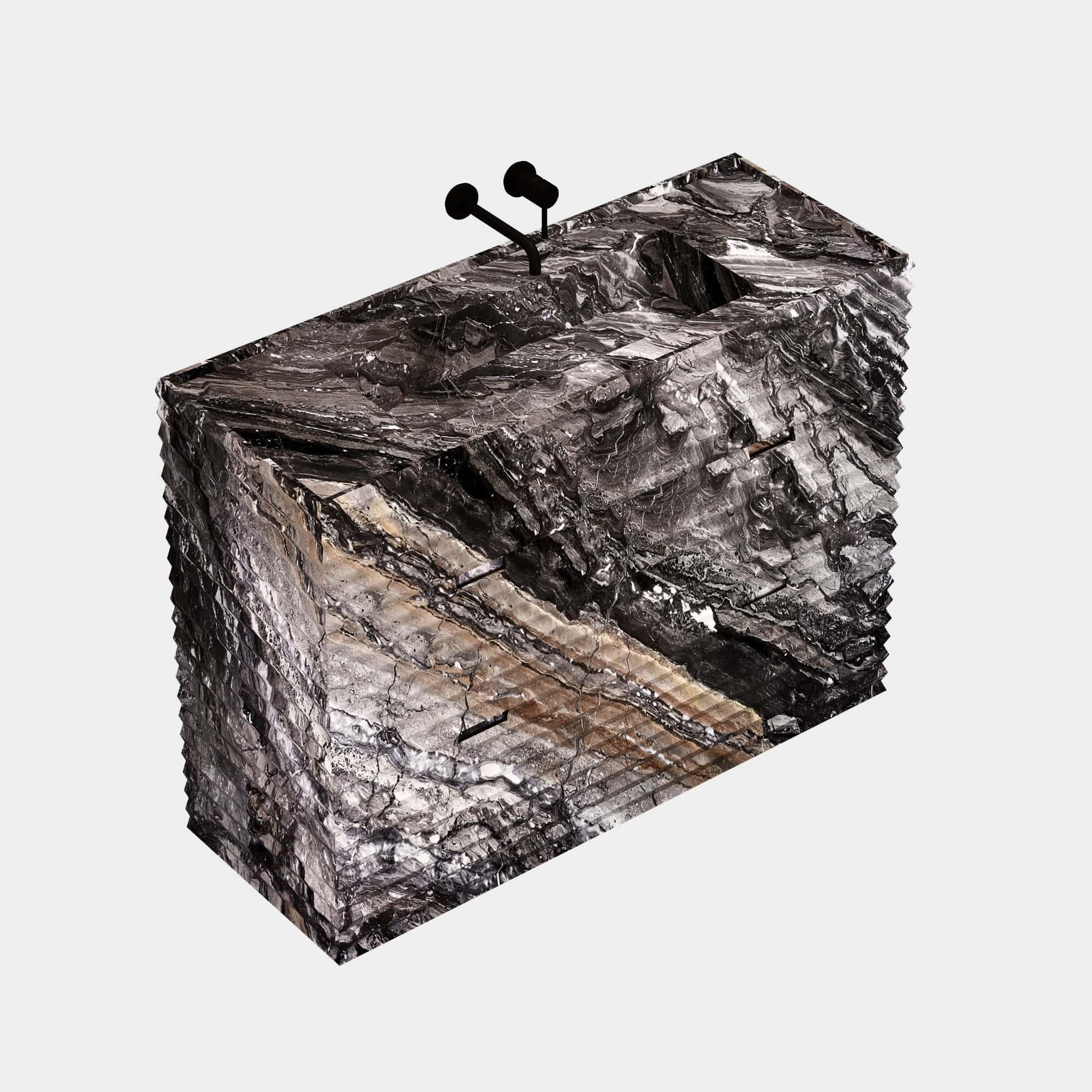 Fait main Vanity de salle de bains Njord - Gris Galaxy - Large en vente