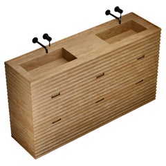 Njord - Marmo a coste - Mobile da bagno con doppio lavabo - Travertino beige