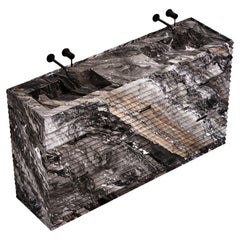 Njord - Ribbed Marble - Double Basin Bathroom Vanity - Grey Galaxy