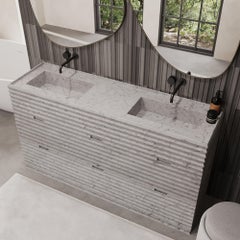 Njord - Mármol estriado - Lavabo doble - Blanco Carrara