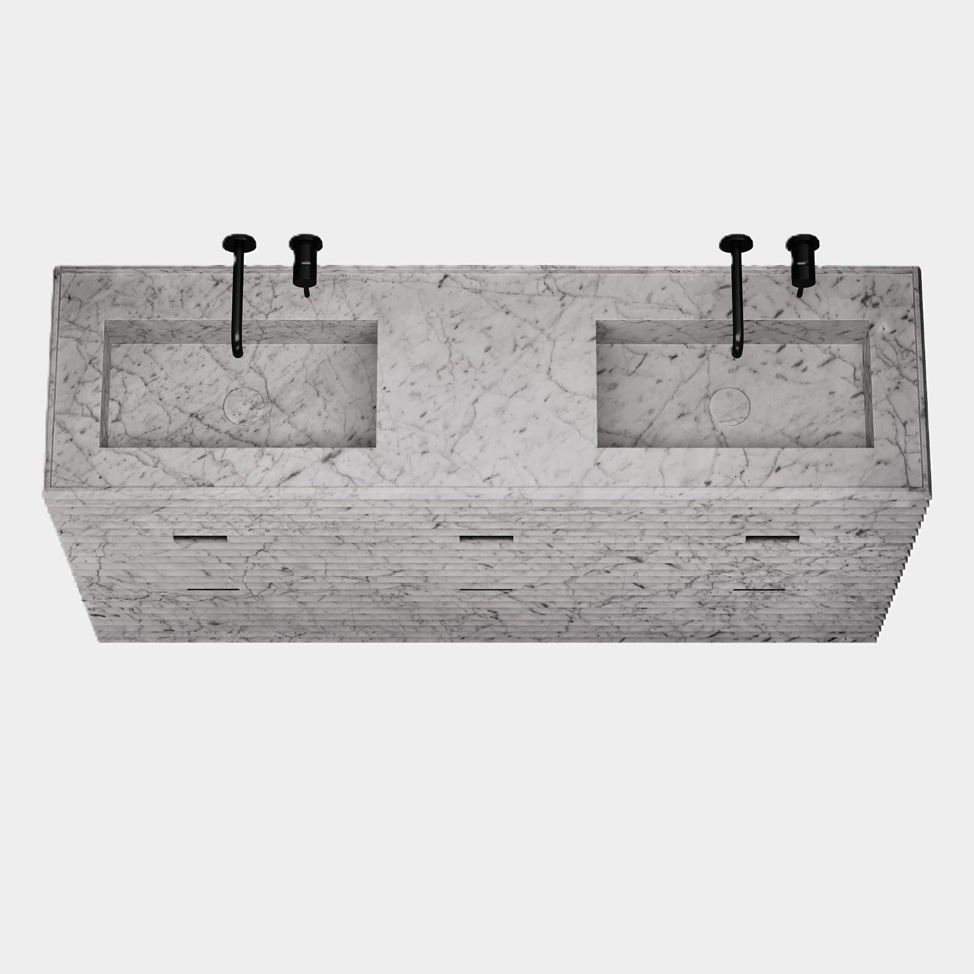 Njord - Mármol estriado - Lavabo doble - Blanco Carrara en Nuevo estado para la venta en Lisbon, PT